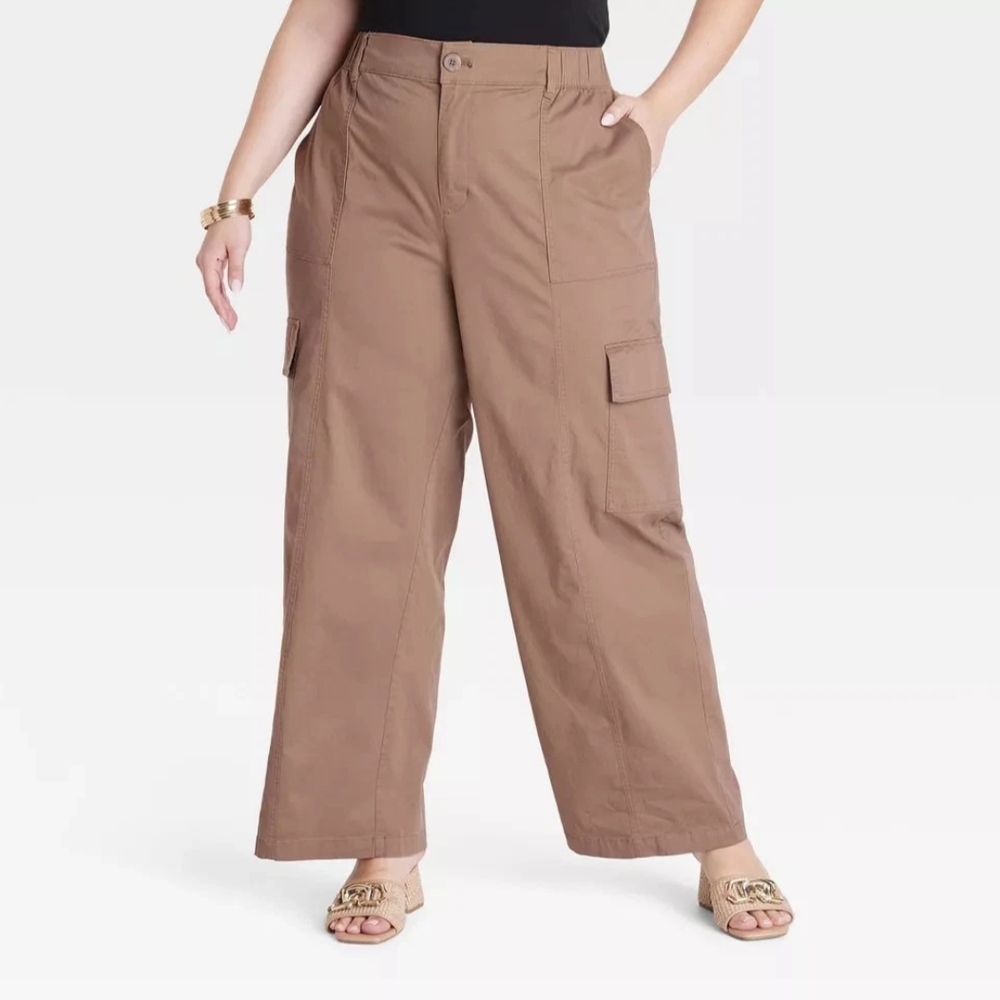 NWT Brown Straight Leg Cargo Pants Size 2X - Picture 3 of 4